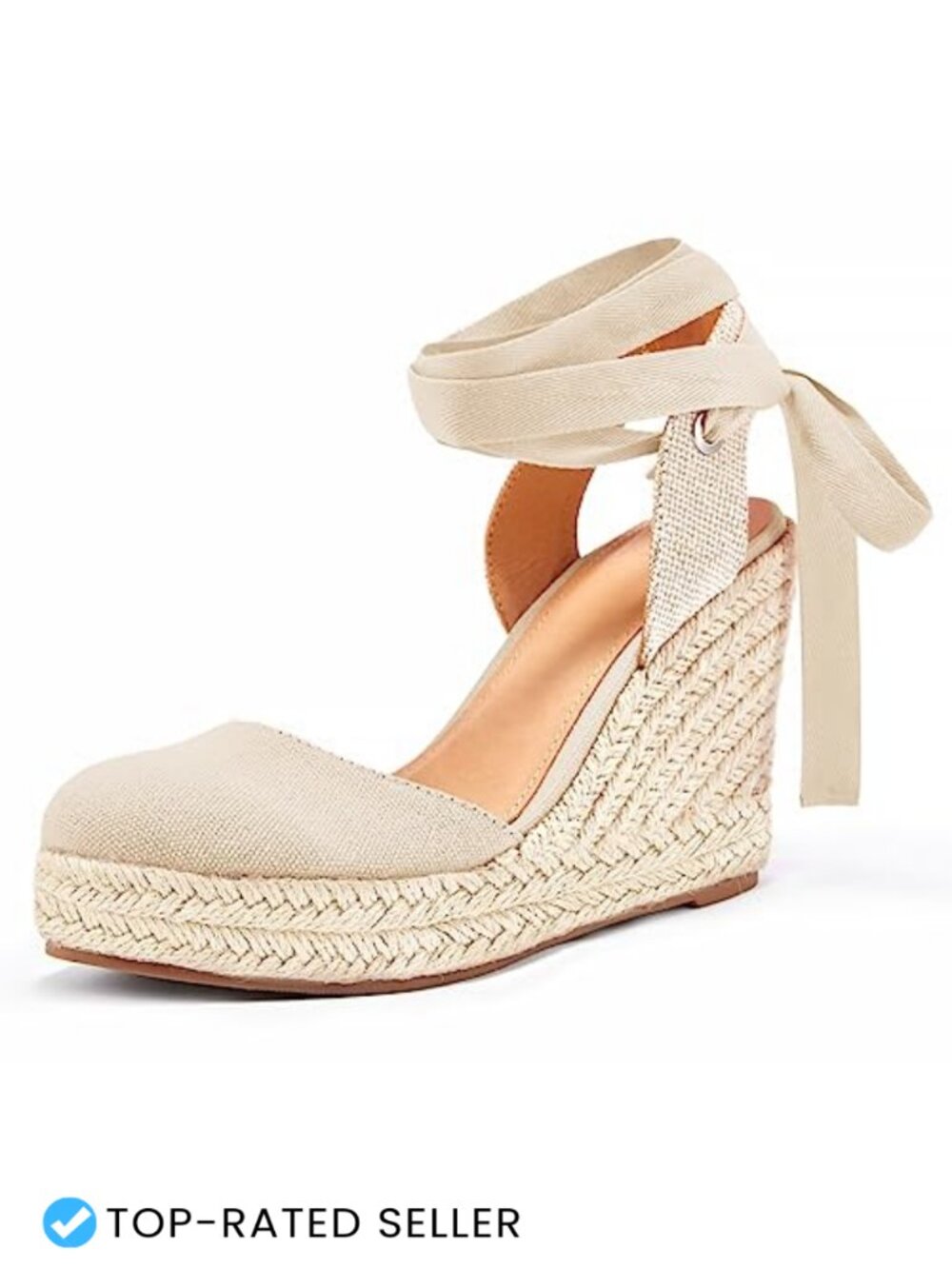 Women's Lace Up Wedge Sandals Platform Espadrilles Closed Toe Ankle Strap